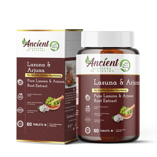 [BRSROFQ6AQGWA2TX] Lasuna (Allium sativum) & Arjuna (Terminalia arjuna) - For Healthy Heart Cardiac Wellness Cholesterol control - 60 Tablets, Vegetarian
