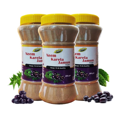 [BRSRA2QKOIPWCHLA] Herbals Neem Karela Jamun Powder (Pack of 3) | Regulates Blood Sugar Levels | Diabetes | 100% Natural (3 x 200gm)