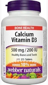 [BRSWKHYYOEDAODTI] Webber Naturals Calcium Carbonate 500mg with Vitamin D3 200iu, 275 Tabs Bonus Pack