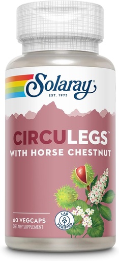 [BRSWIYT3OMAQ4G3M] SOLARAY CircuLegs with Horse Chestnut Extract, Gotu Kola, Butcher's Broom, and More, Circulation and Vein Support for Healthy Legs, 60-Day Guarantee, Lab Verified (30 Serv, 60 VegCaps)