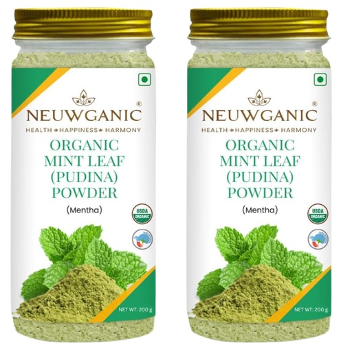 [BRSRYYITC4CAAD3K] Organic Mint Leaf (Pudina) 200g | Pure Mentha Leaf Powder | USDA Organic Certified | Natural Herbal Powder for Tea, Drinks, Chutneys & Culinary Use | Vegan & Non-GMO | Pack of 2