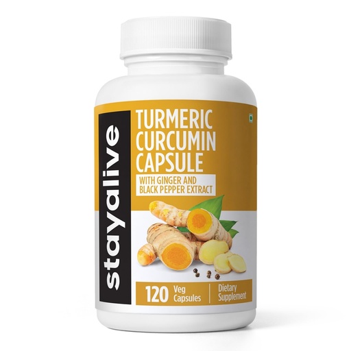 [BRSRAYDQBEPB4YL7] STAY ALIVE Turmeric Curcumin Capsules | 95% Curcuminoids with Black Pepper & Ginger Root Extract | Supports Joint Health, Immune Health & Antioxidant Support | Non-GMO & Gluten-Free | 120 Capsules