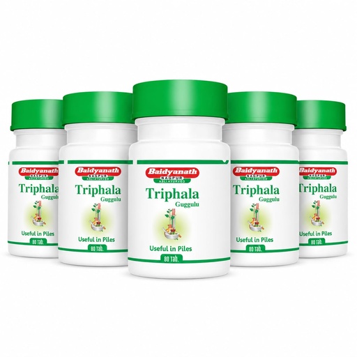 [BRSWYYY2DIJWCHLG] Baidyanath Asli Ayurved Triphala Guggulu 80 Tablets Pack of 5 - Ayurvedic Blend with Amla, Haritaki & Guggulu | Ayurvedic Formula for Daily Wellness