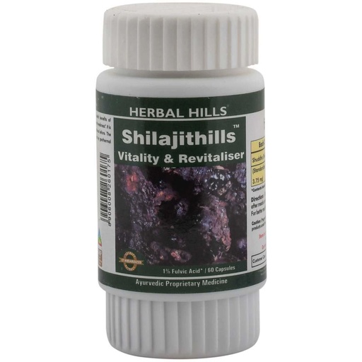 [BRSWKH3ZOQBWOD3M] Herbal Hills Shilajithills Capsules, (60 Capsules Pack) | Supports Vitality, Strength & Wellness | Shilajit Supplement For Energy, Stamina & Immunity | With Purified Shilajit Extract