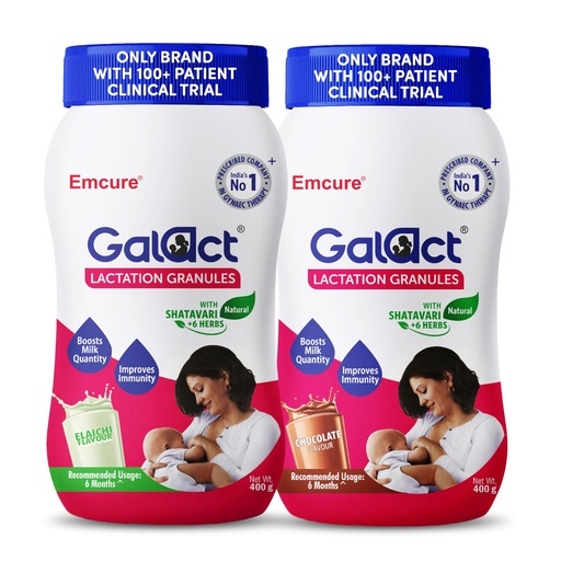 [BRSRGCQPOYHBO2D3] Galact Lactation Granules 400g X 2 | India's Only Brand with 100+ Patient Clinical Trial | Lactation Supplement for Breastfeeding | 4X Milk Boost | Shatavari & 6 Herbs | 40 Days | Chocolate + Elaichi