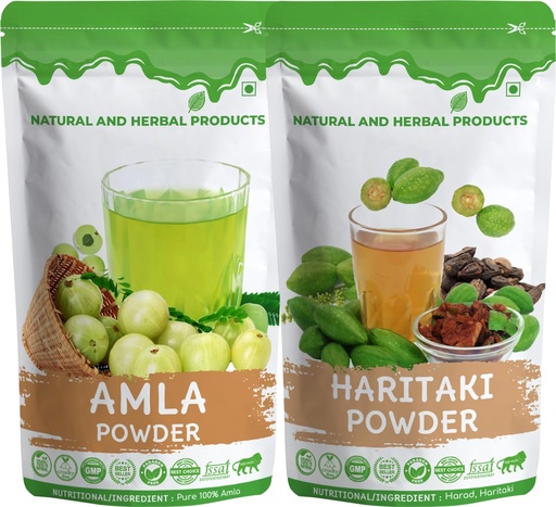 [BRSRGZQECQFGY3AV] Amla Powder & Haritaki Powder Combo – Powerful Ayurvedic Detox, Digestion Support & Immunity Wellness (Pack of 2)