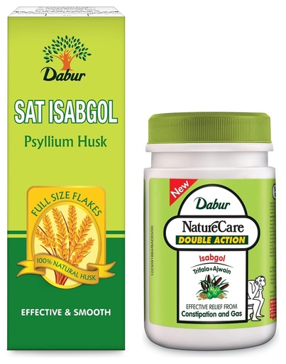 [BRSROFQNOYBAKE3J] Dabur Sat Isabgol|Psyllium Husk- Pack Of 200 Gm Powder & Nature Care Isabgol Double Action Trifala And Ajwain, Effective Relief From Constipation And Gas - 100 Gm