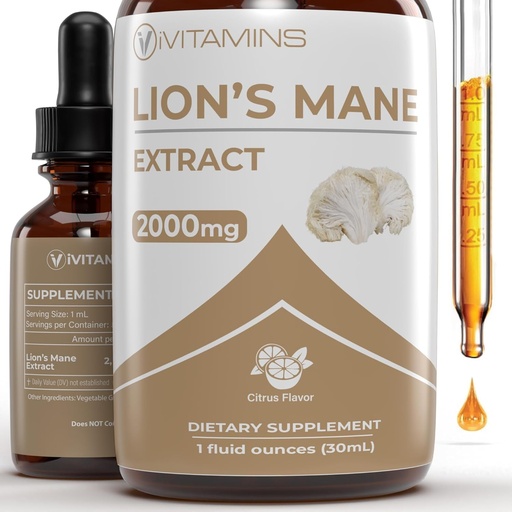 [BRSROGQ5CUPRG23L] Lions Mane Liquid - Leu pana Mane Tincture for Memory, Focus & Clarity - Lions Mane Supliment - Lion Mane Mushroom Supplement - Nootrops Brain Supplement - (1 Pack)