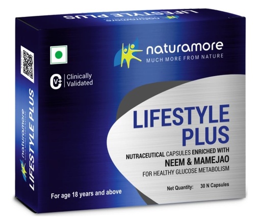 [BRSREZAFBEDWAYLG] Naturamore Lifestyle Plus, Neem & Mamejao Nutraceutical Capsules for Glucose Metabolism, 30 Capsules
