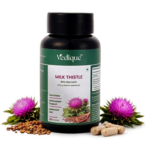 [BRSRGBD6CABBY3YZ] Milk Thistle Capsules 600 mg | 80% Silymarin Extract | Veg Capsules