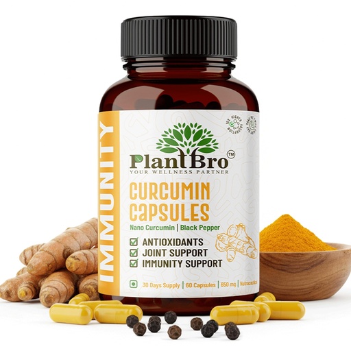 [BRSRMA36BAJWM33F] Nano Curcumin Capsules 650mg | 95% Curcuminoids with Piperine & Black Pepper Extract | Joint Support, Immunity & Antioxidant | Lab-Tested, Veg | 60 Capsules