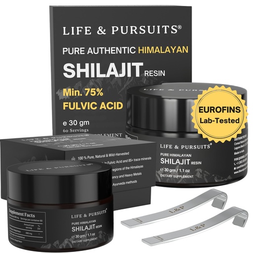 [BRSROCYFB57WAF36] Life & Pursuits Pure Authentic Himalayan Shilajit Resin | Min. 75% Fulvic Acid, Lab Tested, Natural Gold Grade, 85+ Trace Minerals (Pack of 2)