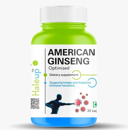 [BRSRMEAOOAFGO3DV] HALEUP American Ginseng - 500 Mg | 60 Capsules | Enhances Immunity | Boosts Strength & Stamina | Improves Alertness & Concentration | Formulated in USA - 60 Count (Pack of 1)