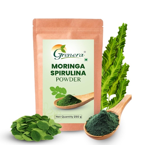 [BRSRMC3QAF7QEYLV] Grenera Moringa Spirulina Powder 250gram | Made with Pure Moringa and Spirulina Powder | Natural super food | Non-GMO, Gluten free | Moringa Spirulina blend