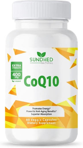 [BRSW2BAPCEMR4D3G] CoQ10 400mg Vegan, Ultra CoQ10 - Ultra Yüksək Absoreksiya Coenzyme Q10 Ekspertlər - Vascular və Heart Health, Fertility və Enerji İstehsalat üçün Antioksik Supplement - 60 Count