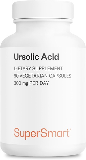 [BRSWYYYTAUPAM23Z] Supersmart - Ursolic Acid 300mg per Day (Well-Tolerated) - Rosemary Leaf Extract Supplement | Non-GMO & Gluten Free - 90 Vegetarian Capsules