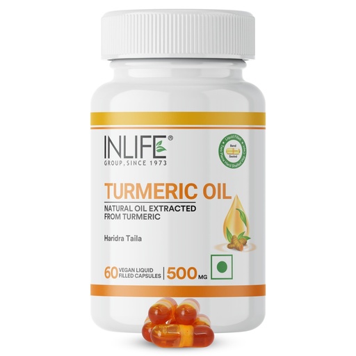 [BRSW2233AEHAGDL2] INLIFE Turmeric Oil Capsules, Supplement for Men & Women, 500mg – 60 Liquid Filled Vegetarian Capsules (Pack of 1)