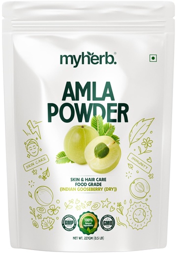 [BRSWY2YCCIMQOD36] MYHERB 100% Natural Organic Amla Indian Gooseberry Powder (Dry), For Skin & Hair Care Food Grade, For Men & Women (227 Gm/0.5 Lbs)