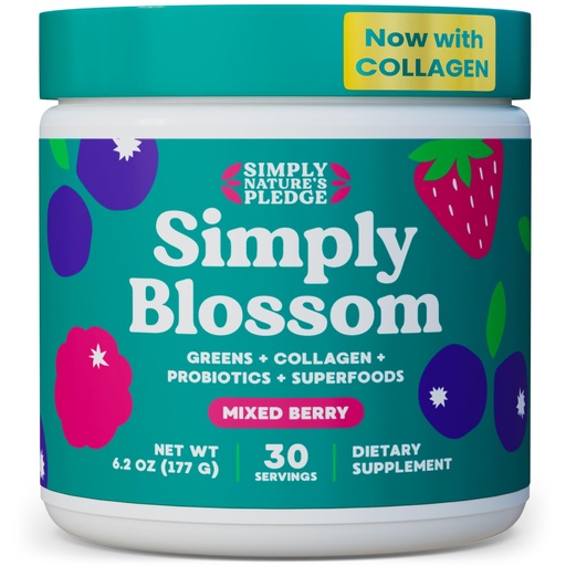 [BRSROZAZCUHROFD5] Simply Blossom Nutrition - Daily Greens & Superfood Powder + Collagen + Probiotics for Women's Digestive Health & Bloating Relief. Help Your Health Bloom - 30 Day Supply
