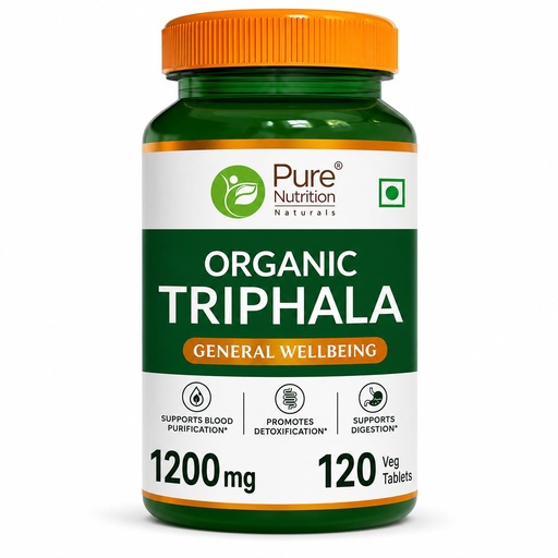 [BRSRAZIZCMORGELJ] Pure Nutrition Organic Triphala 120 Veg Tablets | Supports Colon Cleanse, Healthy Digestion, Weight Management & Improved Bowel Wellness | Relieves Constipation