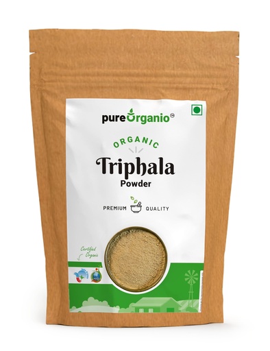 [BRSREZLQCQPGA23A] Pure Organio Organic Triphala Powder NPOP Indian Organic Certified (Made With Haritaki, Baheda & Amla Blend) 350 Gm