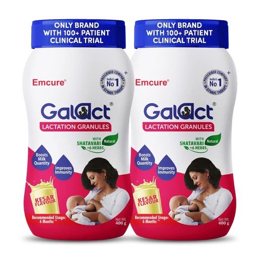 [BRSRGCQPOUMWCDQY] Galact Lactation Granules 400g X 2 | India's Only Brand with 100+ Patient Clinical Trial | Lactation Supplement for Breastfeeding | 4X Milk Boost | Shatavari & 6 Herbs | 40 Days Pack | Kesar