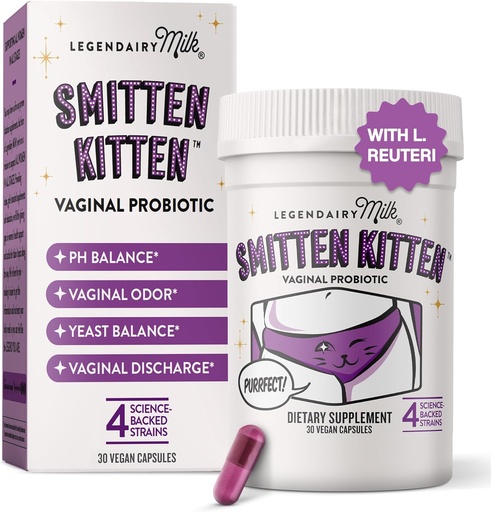 [BRSRAHY7OAMB43Q4] Legendairy Milk Smitten Kitten™ - Vaginal Probiotics for Women - Clinically-Studied Probiotics Lactobacillus Reuteri for Women's Vaginal Health - Supports pH Balance, Flora & Urinary Tract Wellness