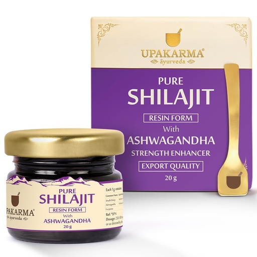 [BRSRO2QZBYIQIYLX] UPAKARMA Shilajit Resin with Ashwagandha 20g | 300mg per Serving | Ayurvedic Formula | Lab Tested for Purity | 66 Servings | Pack of 1 (20, Grams)