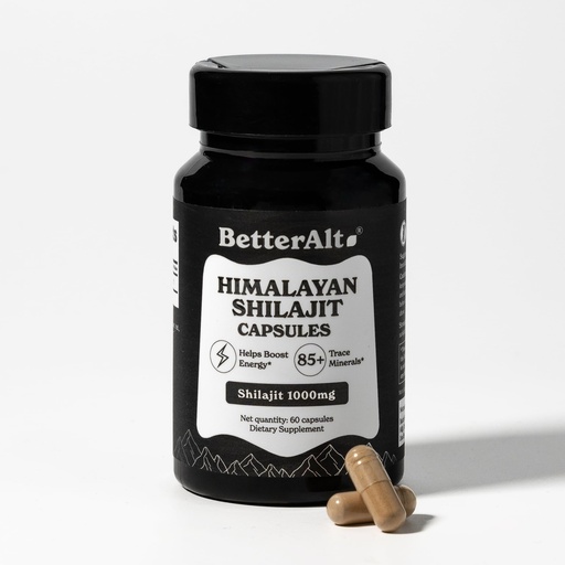 [BRSREYADOEPRMAAY] Better Alt Shilajit/Shilajeet Capsules | Lab-Tested for Purity | Helps Improve Energy & Stamina| 100% Pure Shilajit |With 85 Essential minerals | 60 Capsules