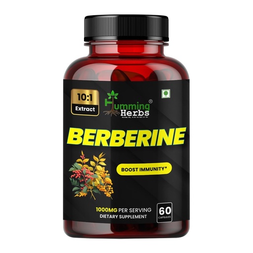 [BRSRAAACOV5RGAD2] Humming Herbs Berberine Pure Extract 1000mg |Immune Support, Gut Health, Digestive Wellness, Metabolic Balance & Antioxidant Protection | Vegan, Non-GMO, High Bioavailable Form | 60 Capsules
