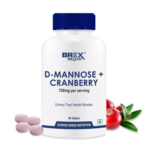 [BRSROCTQORYAEC3D] D-MANNOSE + CRANBERRY | For UTI Supplements | Antioxidant Rich Supplement for Kidney Health - 90 Tablets