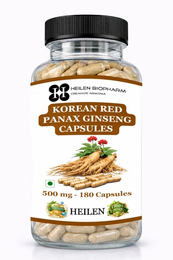 [BRSROEAROQPWYEIU] Heilen Biopharm Premium Korean Red Panax Ginseng Root Extract Capsules – 500 mg × 180 Veg Caps | Energy & Nutrition Supplement