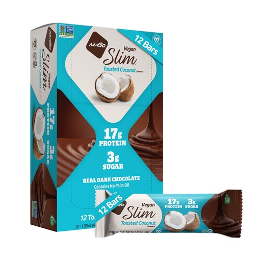 [BRSWKHYNBB6QGYI6] NuGo Slim, Toasted Coconut, 16g Vegan Protein Bar, Gluten Free, 12 ct