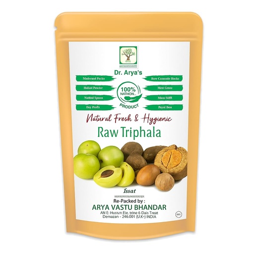 [BRSREH36CQCRA2A7] Dr. Arya's Triphala (Ratio 1:2:3) Raw, Whole (600 grams) - Harad, Baheda, Amla | 100% Pure and Natural, No Preservatives | Dry Amla (300g), Baheda (200g), Harad (100g), Ratio 3:2:1