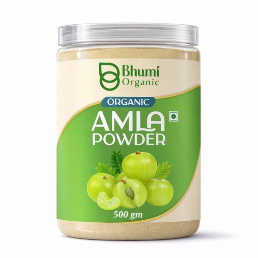 [BRSREYLQBYIAACAU] Bhumi Organic Pure Amla Powder For Hair Growth 500 grams