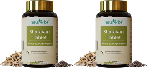 [BRSRGCD2OAIRUDTZ] Neuherbs Shatavari 60 Tablets | Boost Energy, Immunity & Maintain Women's Hormonal Balance | Supports Lactation | No Added Preservatives (Pack of 2)