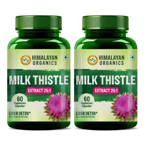 [BRSROGL6CUIRQHI3] HIMALAYAN ORGANICS Milk Thistle Extract With 800Mg Of Silybum Marianum Detox Supplement For Men And Women For Healthy Liver | Boost Metabolism And Maintain Cholesterol level (Pack of 2)