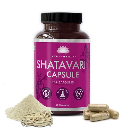 [BRSW2HYTAVYGMCQY] SAPTAMVEDA Natural Shatavari Capsules (60 Capsule) | Women Wellness Capsules | Hormonal Balance | Good for PCOD/PCOS | Restore Stamina and Energy