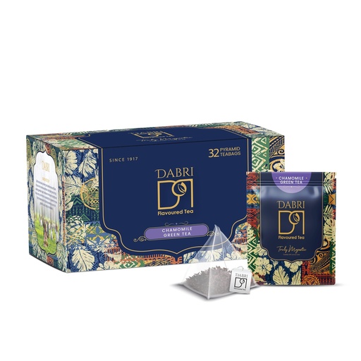 [BRSROAYPDF5BSFIY] Dabri Chamomile Green Tea 32 Pyramid Dip Tea Bags | Natural Whole Leaf & Chamomile Flowers | Relieves Menstrual Cramps & Stress | Aids Sleep & Digestion | Supports Glowing Skin & Strong Hair
