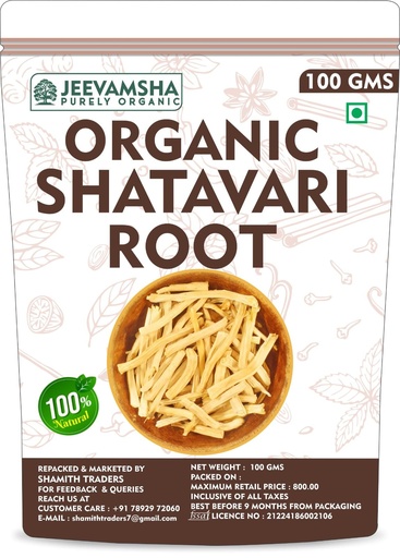 [BRSRGEA6AR5WMET7] Jeevamsha Shatavari Root 100g | Organic Satavari Whole Root | Pure Natural Asparagus Racemosus | Ayurvedic Herb No Additives