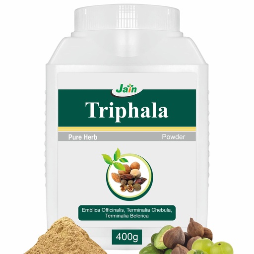 [BRSWIAA7CIAGID32] Jain Triphala Powder 400g, Ayurvedic Herbal Supplement, Natural