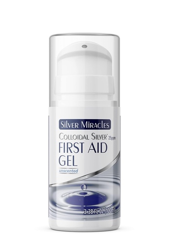 [BRSRMAQHPMCR6H3F] Silver Miracles - Colloidal Silver First Aid Gel - Airless Bottle - Nano Silver Gel Wound Care - Healing Ointment for Burns, Sunburns & Irritated Skin - Unscented -3.38 OZ - 25 PPM
