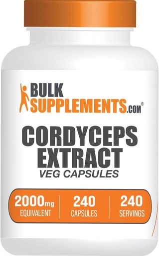[BRSROFA6DN6QEFDJ] BulkSupplements.com Кордицепси Капсули грибів - екстракт Кордицепсів, від Cordyceps Sinensis - Gluten Free, 2000mg Equivalent Serving - 1 Капсула за сервірування, 240 Veg Капсули (Pack of 1)