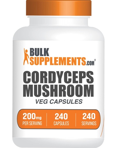[BRSROFA6DN6QEFDJ] BulkSupplements.com Cordyceps Mushroom Capsules - Cordyceps Extract, Cordyceps Sinensis - Gluten Free, 1 Capsule per Serving (200mg), 240 Veg Capsules (Pack of 1)