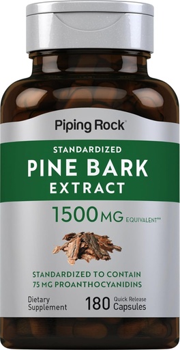 [BRSWIFDQAYJQODI5] Piping Rock Pine Bark Extract Capsules Silencio 1500mg Silencio 180 Conde ← No GMO, Gluten Free Supplement