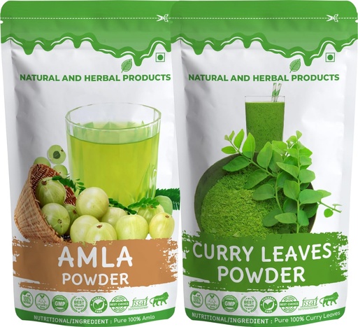 [BRSRGZQECIOR6CA4] Amla Powder & Curry Leaves Powder Combo – Herbal Hair Nourishment & Natural Wellness Superfood (Pack of 2)