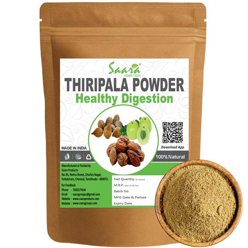 [BRSWYYL5DICAMFL5] Saara HERBAL FRESH Triphala Churna Powder, 100g, Thiripala, Thiribala, Amla, Baheda, Haritaki,100g