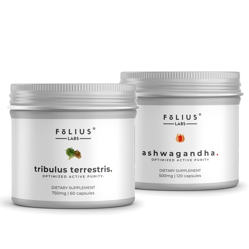 [BRSRYYIPBEHBYDLU] FOLIUS LABS Clean Label Tribulus Terrestris + Ashwagandha 7.5% Herbal Supplement Combo | Stress Relief Support, Natural Mood Support and Energy Support Supplement - 120+60 Capsules