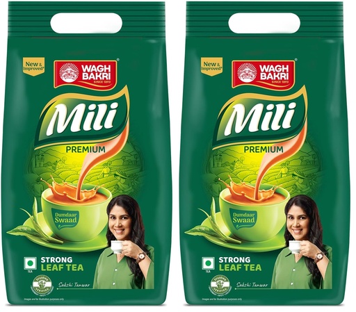 [BRSRYZAOOIOQIDI3] Wagh Bakri Mili Leaf Tea, 1Kg, Green Tea (Pack of 2)