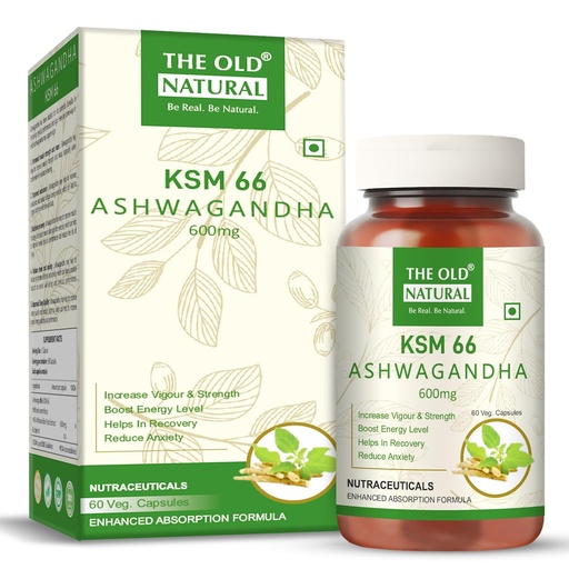[BRSRO2T4CEMRY3D4] The Old Natural KSM-66 Ashwagandha 600 mg Veg Capsules | Extra Strength Natural Formulation | Support strength & energy | Withania Somnifera Extract - 60 Vegetarian Capsules